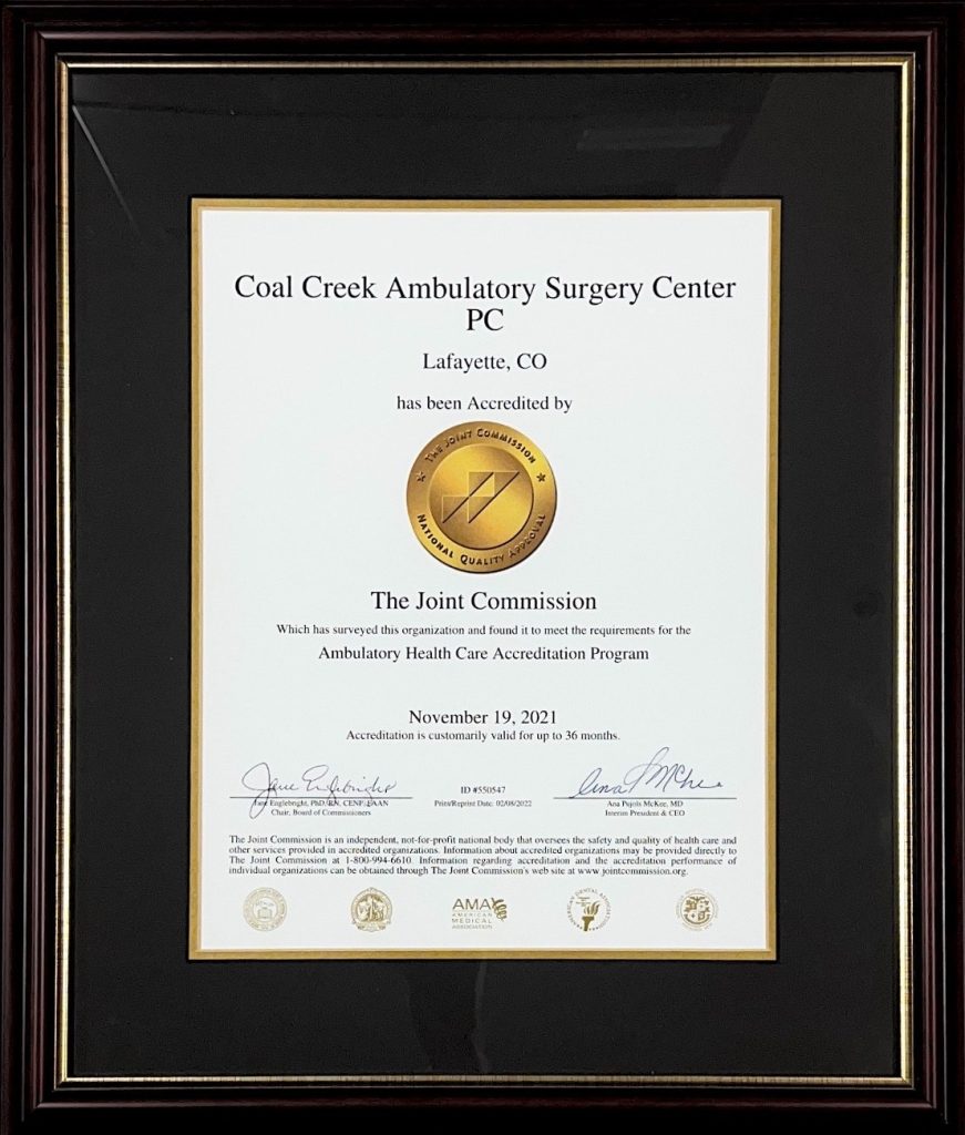 Coal Creek Ambulatory Surgery Center accreditation