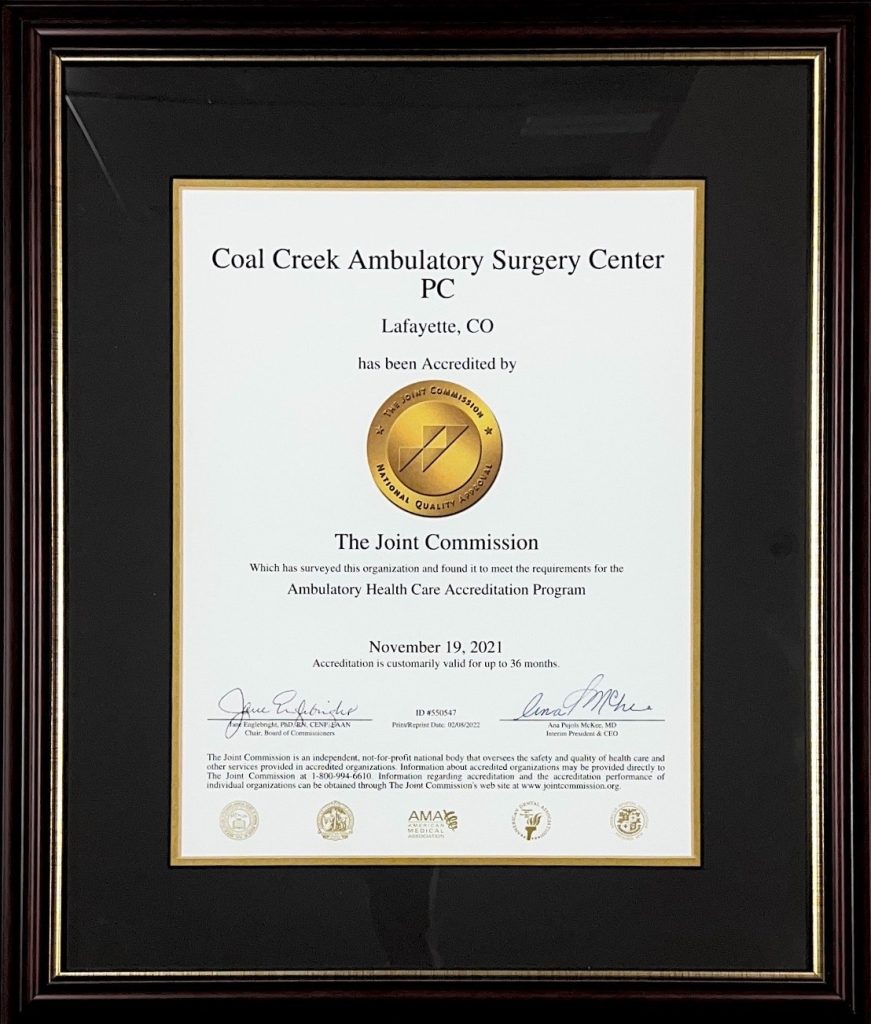 Coal Creek Ambulatory Surgery Center accreditation
